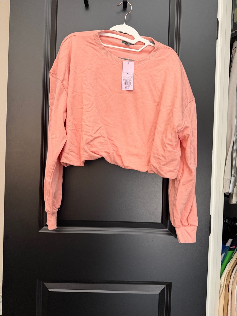 wild fable Cropped Crewneck Sweatshirt in Coral Pink